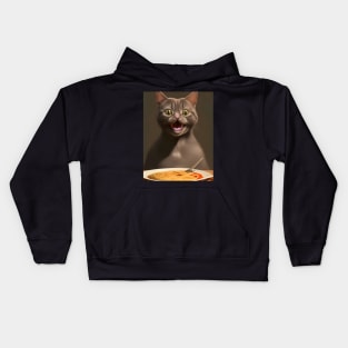 Surprise Cat Love Eating Vegan Spaghetti Kids Hoodie